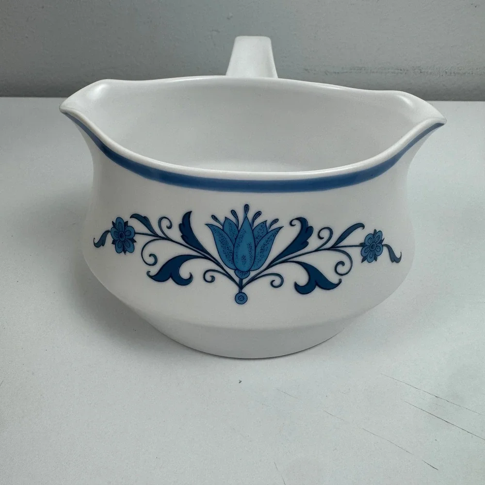 Noritake Progression China Blue Haven 9004 Gravy Boat with‎ Handle Japan Vintage